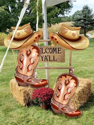 4pcs Cowboy Party Balloon Hat Boot Horse Inflat Foil Balloon Wild West Birthday Party Decorations