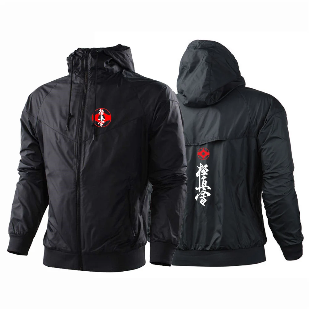 

2023 Autumn Spring Men's Jackets Kyokushin Karate Printed Waterproof Hoode Wind Breaker Casual Coat Male Clothing Jackets