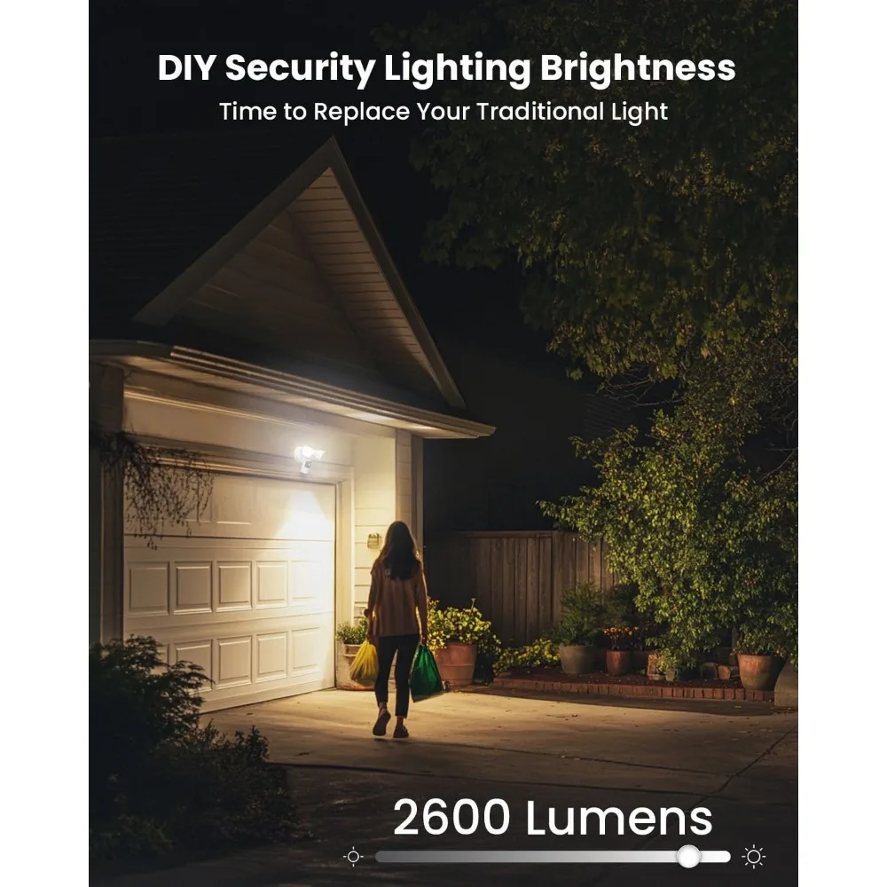 iegeek 投光器カメラ、カメラ付き 5mp 屋外ホームセキュリティライト、スマートモーションセン付き 5g/2.4g wifi 有線投光器カメラ