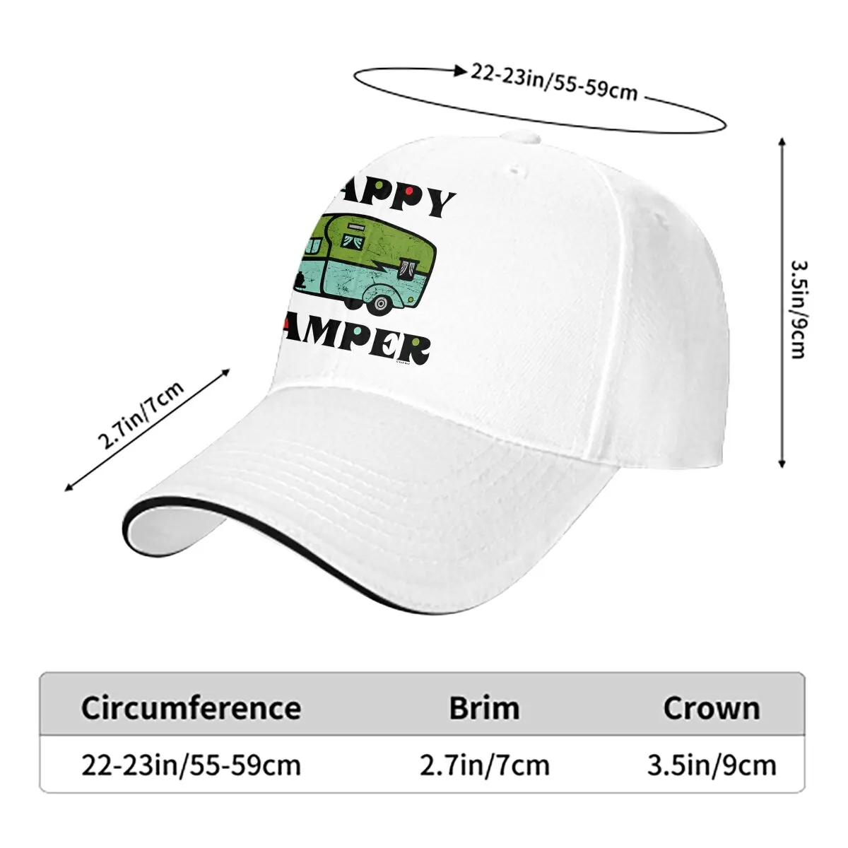 Summer Cap Sun Visor Happy Camper Hip Hop Caps Camper Camping Cowboy Hat Peaked Hats