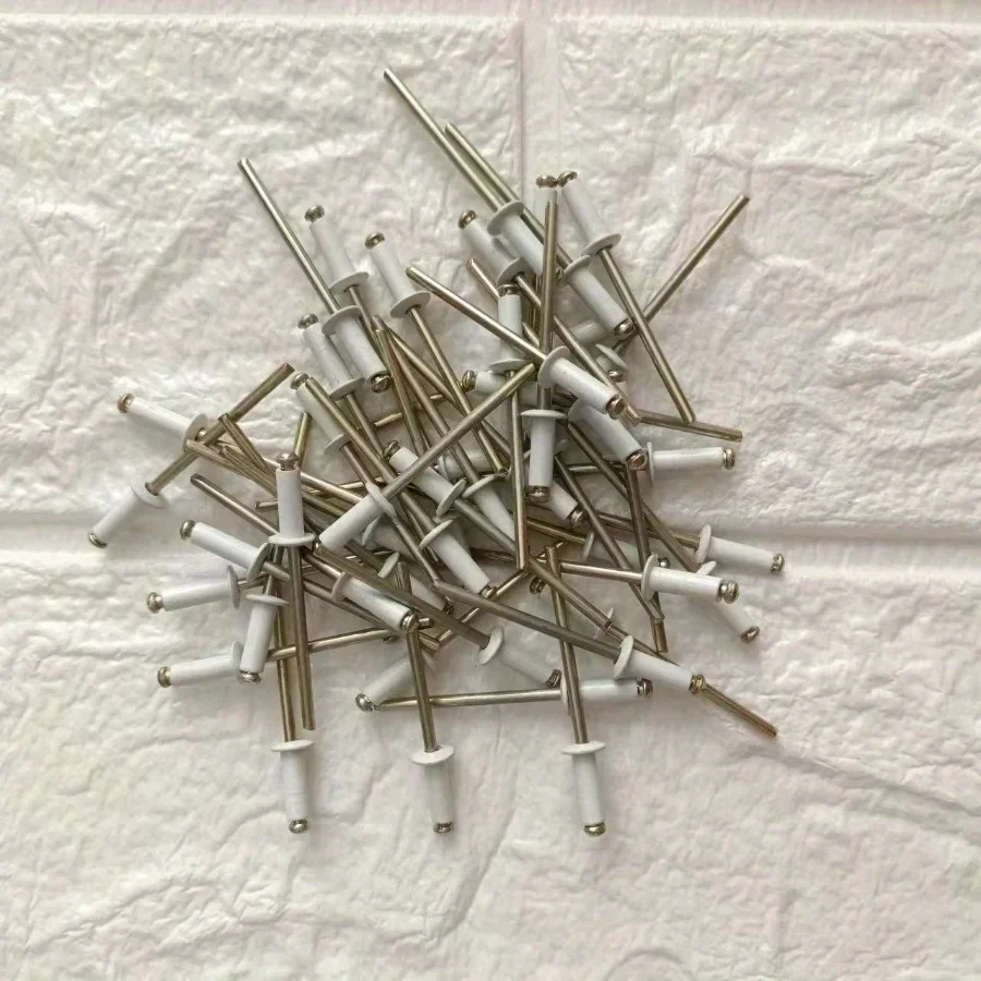 50pcs White Gold Painted Blind Rivets Round Head Hollow Rivets Aluminium Steel Home Decor Rivets Industrial Fasteners DIA 1/8
