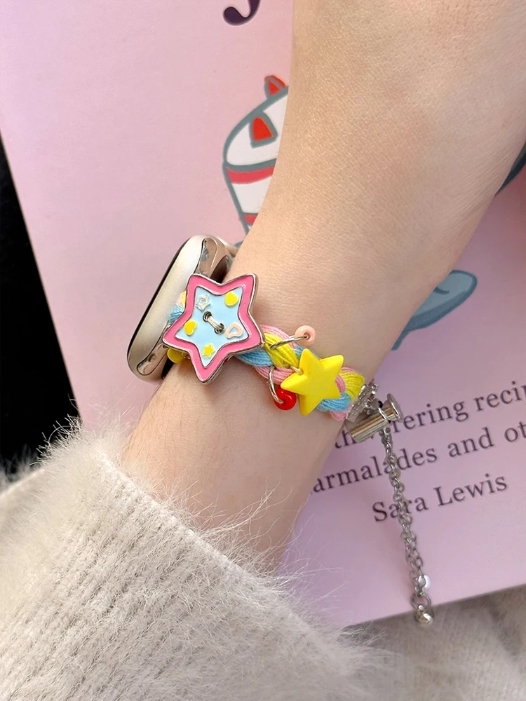 애플워치 울트라 11 10 9 8 7 6 SE 5용 Y2K 스타 버튼 스트랩 메탈 브레이슬릿 밴드 (아이워치 49mm 46mm 41mm 45mm 42mm 44mm 40mm 호환)