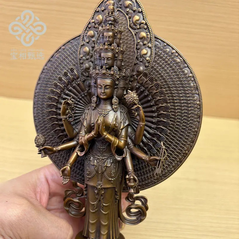 Thousand-handed Guanyin Bodhisattva pure copper gilt Buddha statue purple copper treasure selection u1 Tibetan Tantra Buddhist H