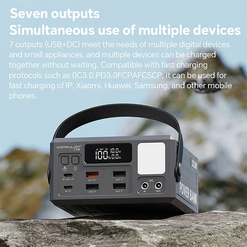 KONFULON Power Bank 100000mAh Large capacity  22.5W  Fast Charger Multiport Powerbank Digital Power Display Outdoor Battery Back