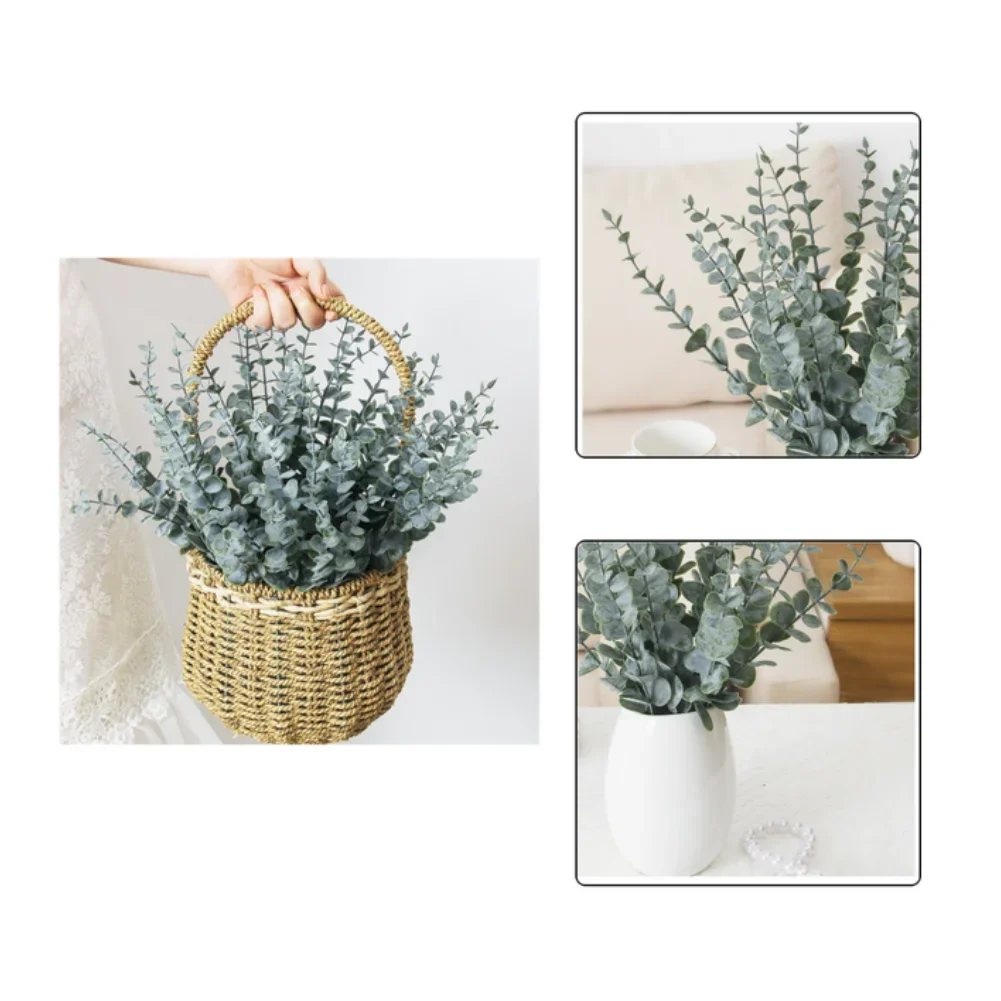 Handmade Fake Eucalyptus Leaves Branches Plastic Faux Plant Stems For DIY Floral Arrangements Office House Decoration
