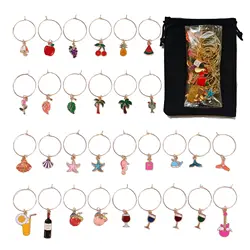 Wine Glass Pendant Charm pineapple mermaid shell Wine Cup Tags Fit For Wedding Party Jewelrys Decorations