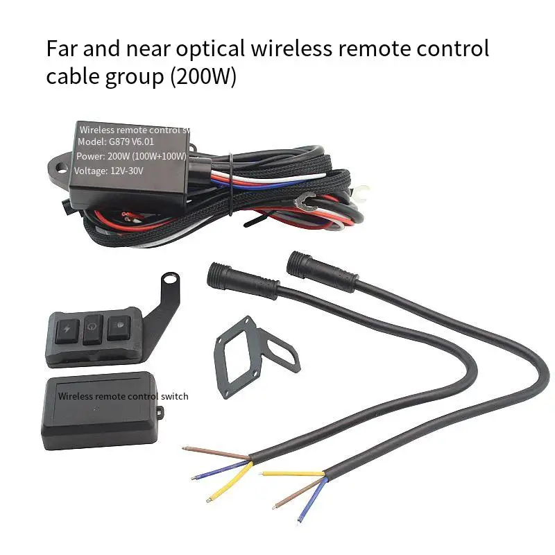 Interruttore LED per moto con telecomando wireless, gruppo cablaggio per fari singoli/doppi, cablaggio per lampeggiatore auto, abbaglianti e anabbaglianti