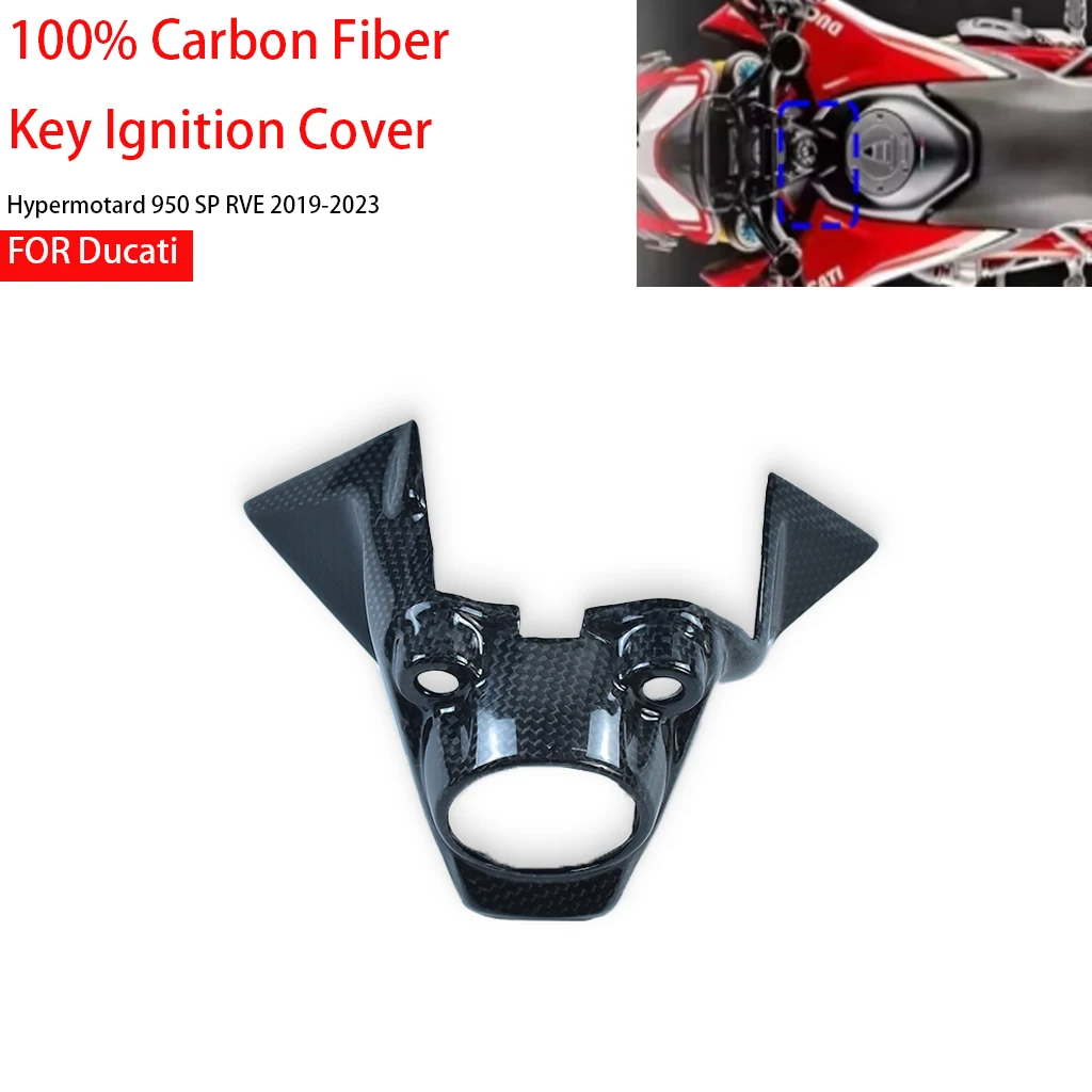 Motorcycle Key Ignition Cover Accessories For Ducati Hypermotard 950 SP RVE 2019-2023 Carbon Fiber Front Tank Switch Protector