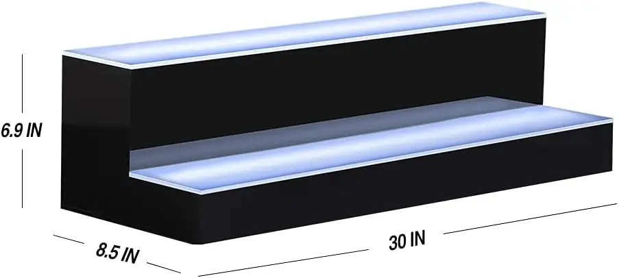 MESAlLUP Acrylic 30 Inch 2 Tier LED Liquor Bottle Display Shelf, Lighted Bar Shelves with APP or Remote Control, Mulit Color