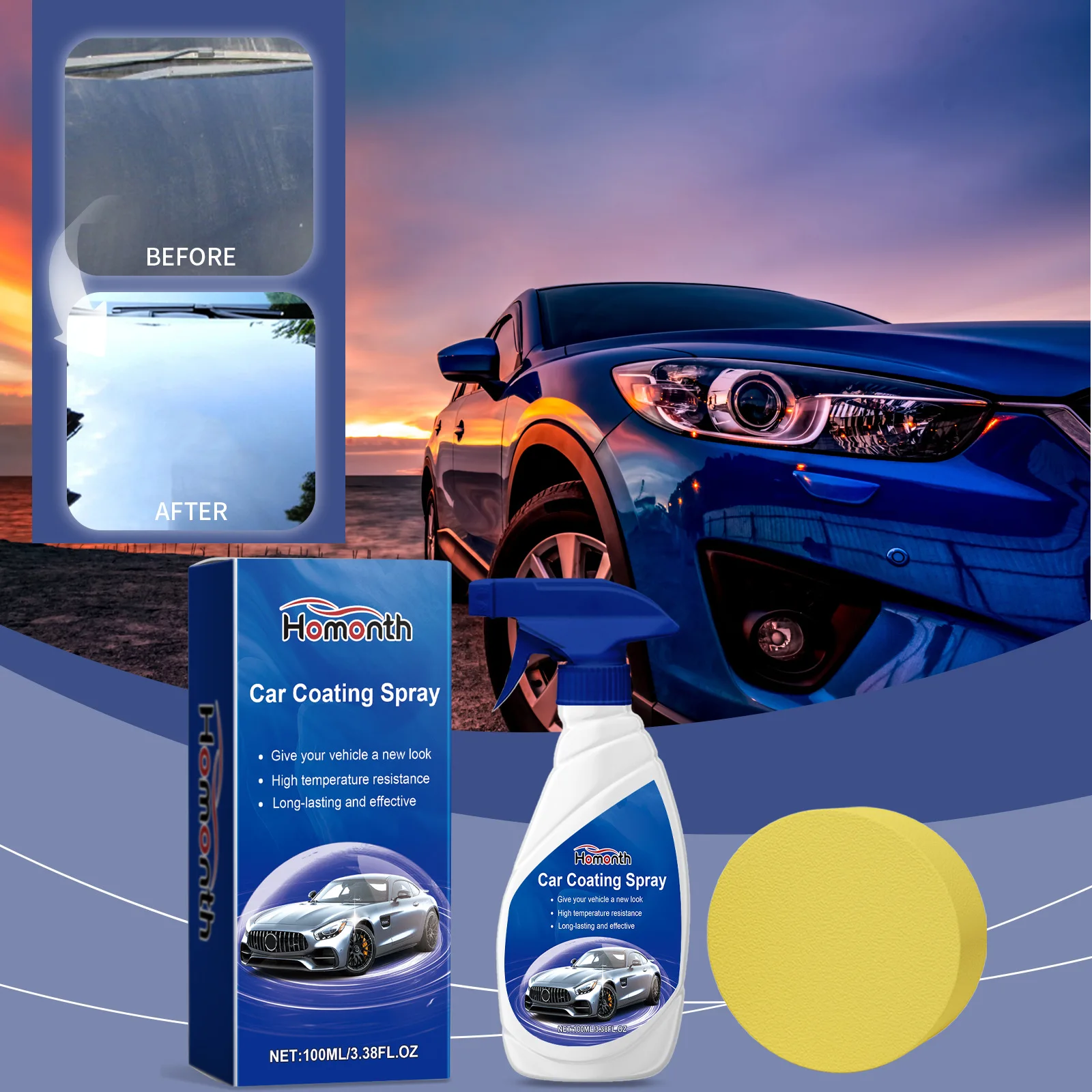 

100ml Car Coating Spray - Professional Paint Protection Gloss Enhancer, Waterproof Anti-Fouling Sealant for Vehicle Surface Care