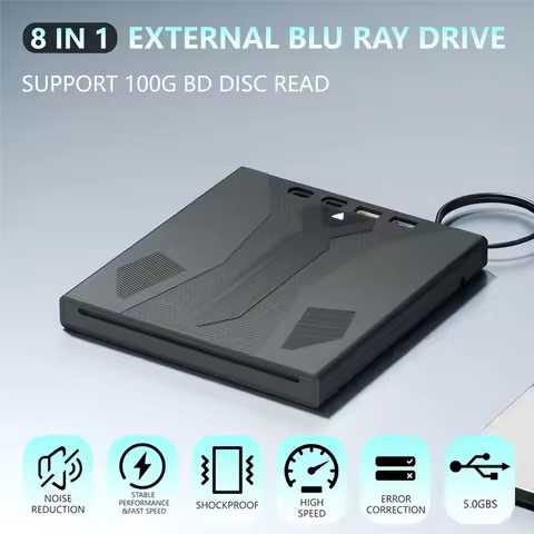 NEW External Blu Ray Drive Burner, Support 100G Disc USB 3.0 And Type-C DVD/CD/BD Player,3D Optical Bluray Drive For Laptop-N34R