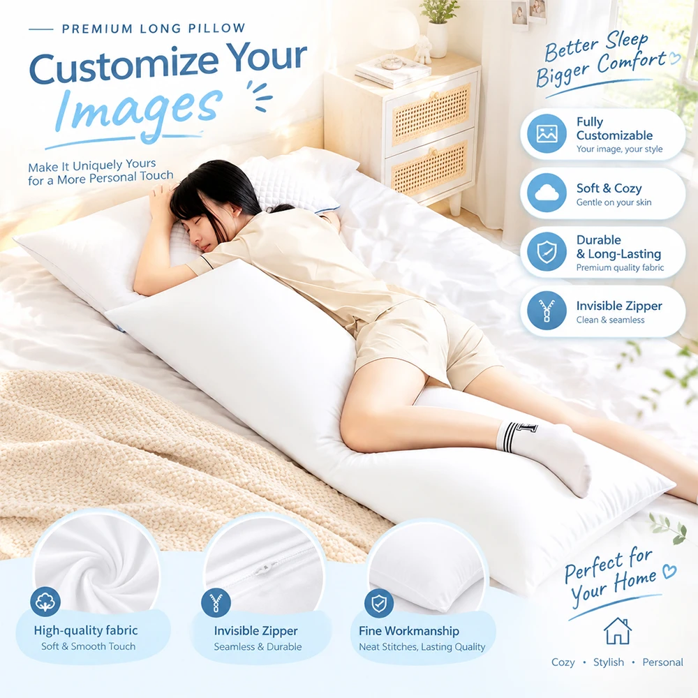 Customizable Full-Body Pillowcase, Pillow, Pillowcase, Soft Fabric, Gift Option, Customizable Picture
