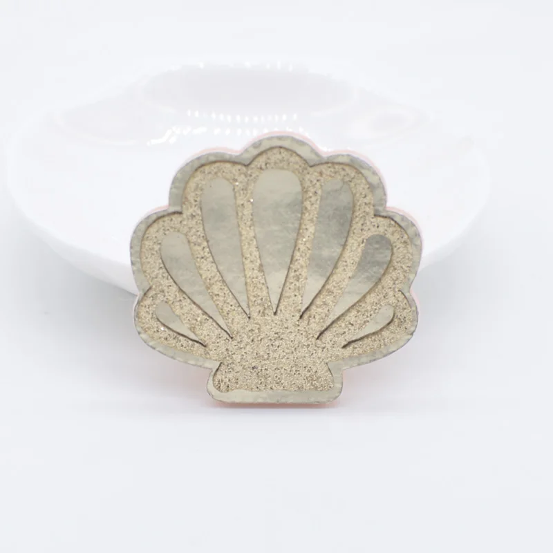10Pcs 40*40mm Glitter PU Shell Padded Appliques for DIY Craft Cake Topper & Baby Headwear Clip Bow Accessories Decor Patches