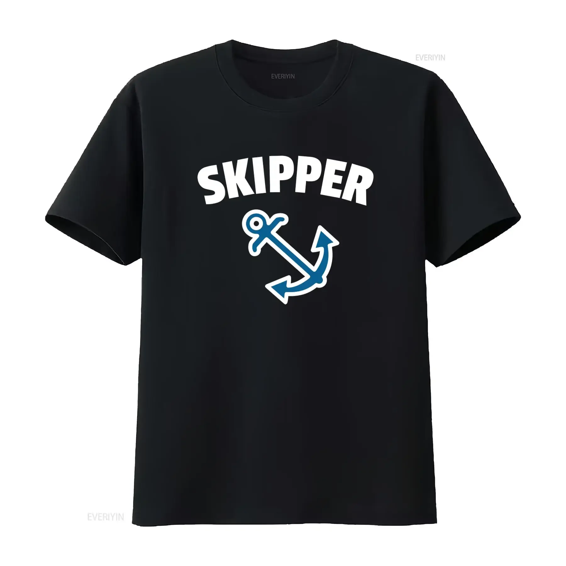 Skipper Anchor T Shirt Sailor Sailing Boating Yachting XS to 5XL Crew Neck  vintage Washed graphic Slightly streetwear