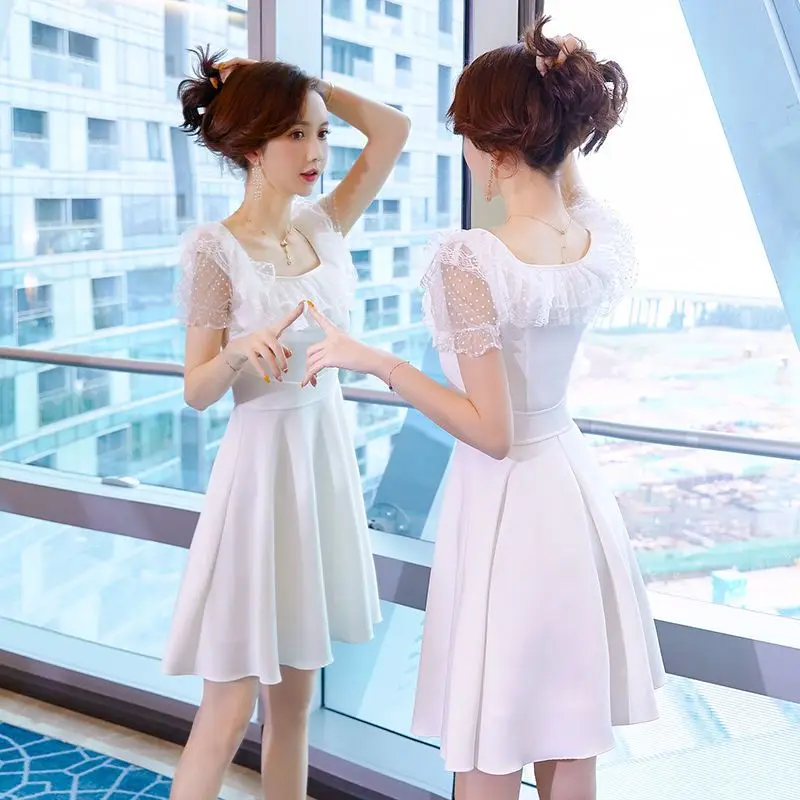 Fairy Skirt Super Fairy Short Women's 2024 New Spring/Summer Temperament Small Stature White Lace Dress Dress