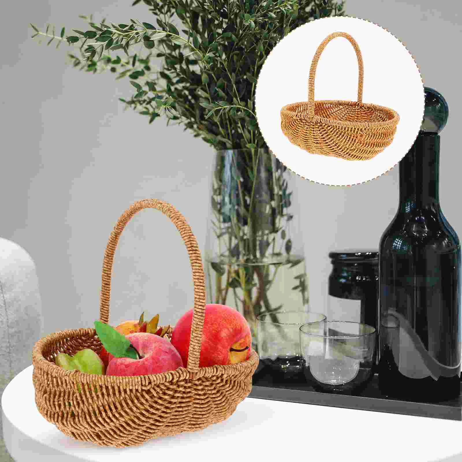

Carrying Picnic Basket Baskets Woven Toy Vegetable Container Hand-made Plastic Rattan Storage Baby Household Fruit