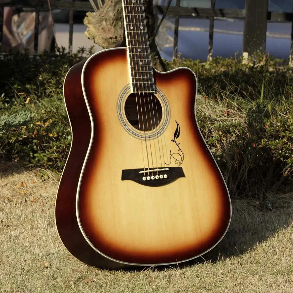 41 Inch Acoustic Guitar Rosewood Fingerboard 21 Frets 6 Strings Folk Guitar Starter Practice Guitar For Beginner Students