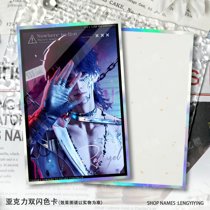새로운 사랑과 Deepspace Rafayel Xavier Caleb Sylus Zayne 크리 에이 티브 애니메이션 게임 주변 더블 플래시 만화 카드 아크릴 장식품