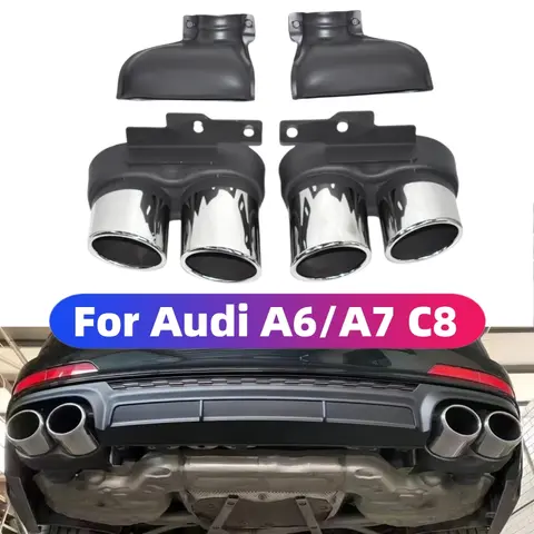 สําหรับ Audi A6 A7 C8 ท่อไอเสีย, 2019 ถึง 2024 รุ่นปี, ท่อไอเสียอัพเกรด, S6 S7 quad ท่อไอเสีย, หัวฉีดปลายสแตนเลส