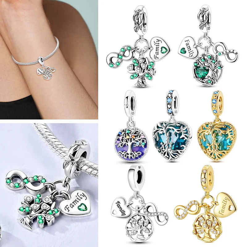 Hot 925 Sterling Silver Charms Beads Pendant Eternal Life Tree Family Tree Charms Fit Original Bracelet Women Girls Jewelry Gift