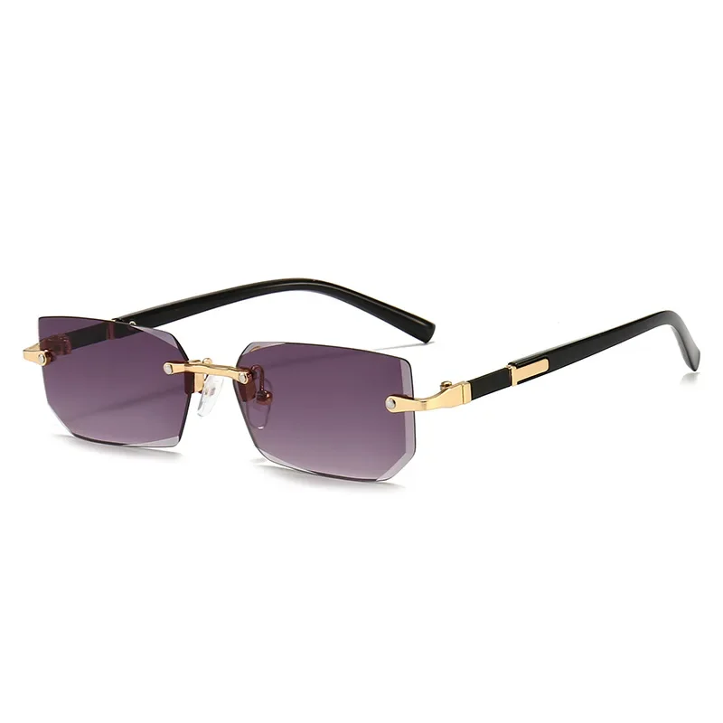 Gafas de sol sin montura rectangulares para hombre y mujer, lentes de sol cuadradas pequeñas, populares, a la moda, para viaje de verano