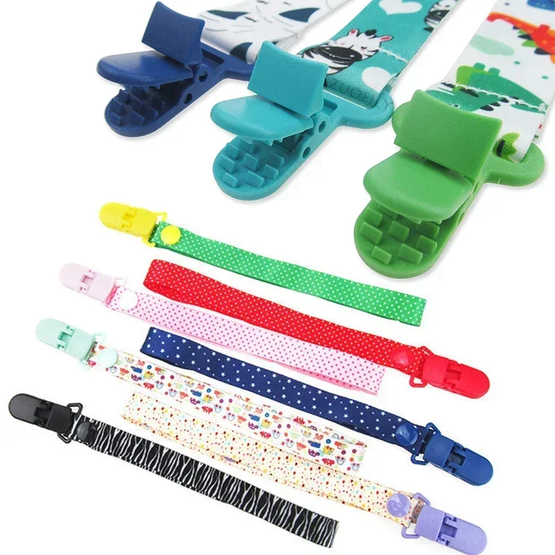 Cartoon Fixed Button Baby Pacifier Clip Chain Ribbon Dummy Soother Holder Chain Anti-drop Buckle Strap for Pacifier Baby Feeding