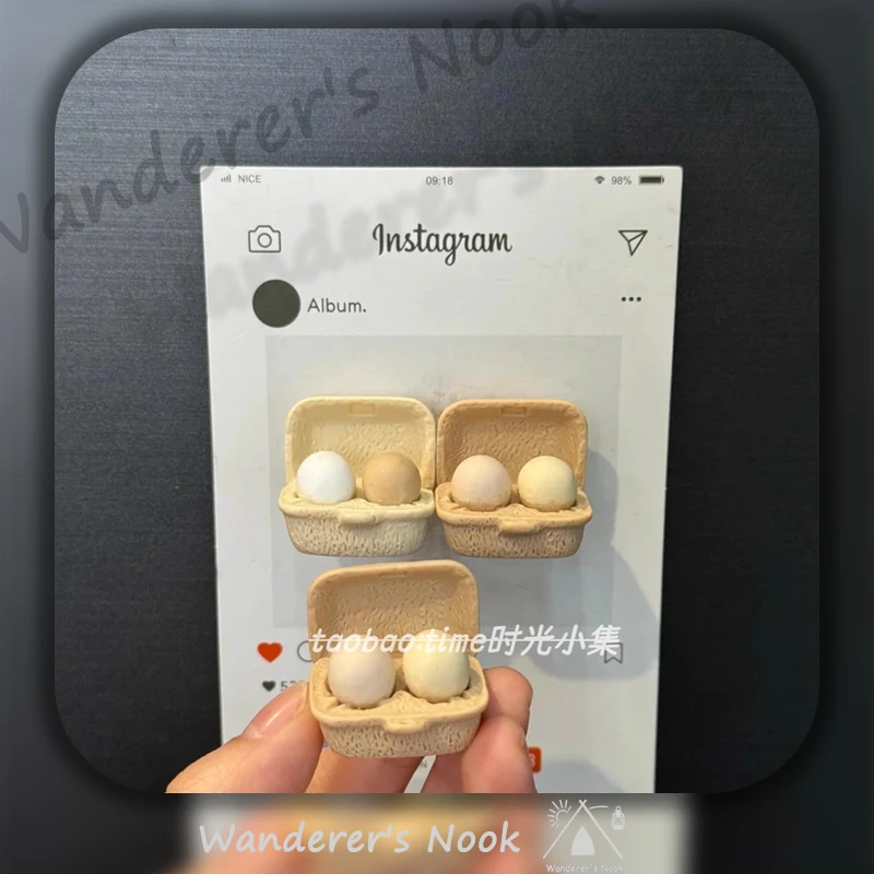 Mini Egg Tray Fridge Magnet Niche Cute Miniature Fridge Ingredient Magnetic Sticker Home Decor Magnetic Attraction