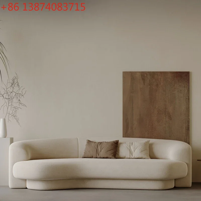 

Cream Style Fabric Sofa Small Apartment Living Room Home Modern Simple Shaped Curved Sofa