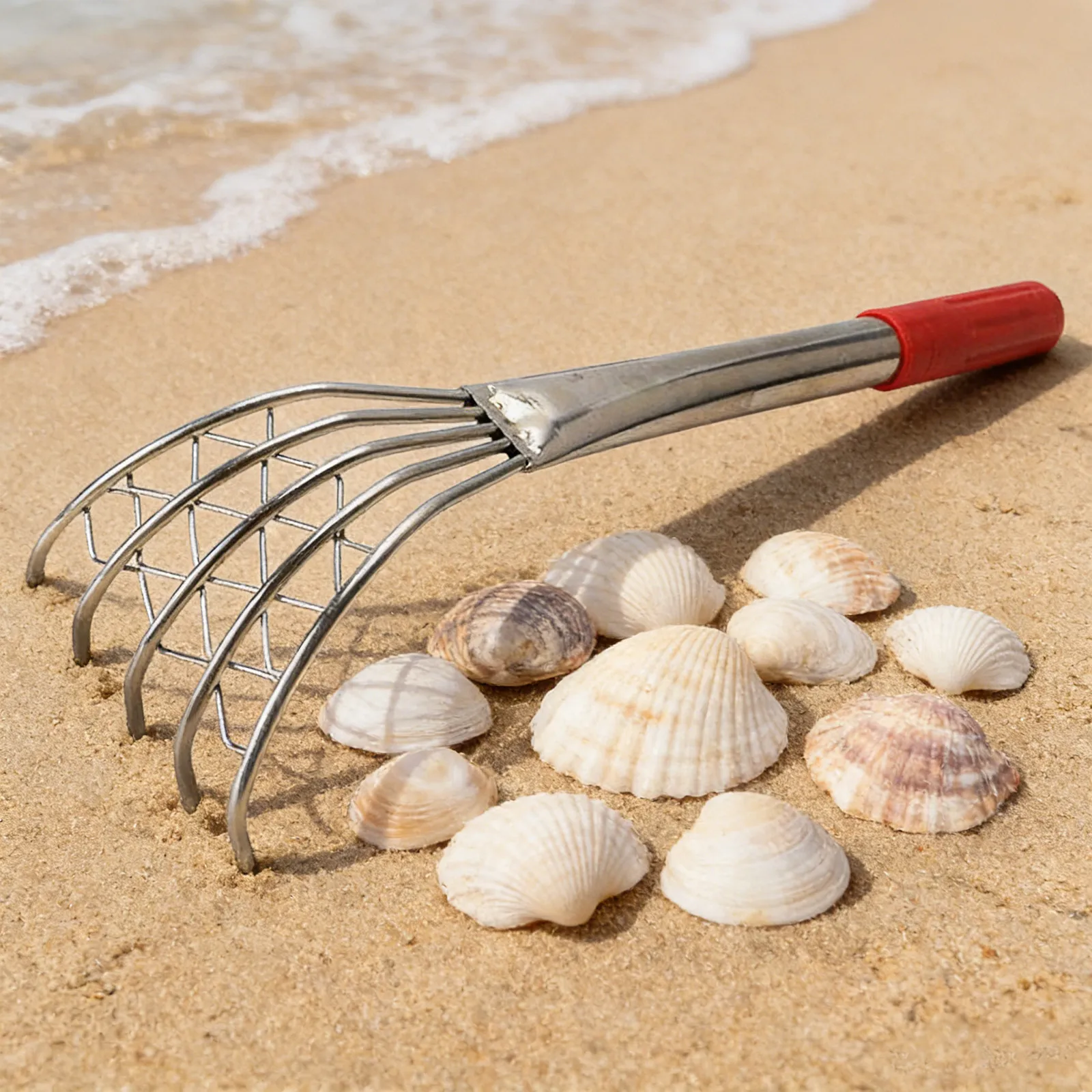 2Pcs Stainless Steel Clam Rake Claw Style Hand Tool Long Handle for Efficient Beach Digging Clams Oysters Shellfish Harvesting