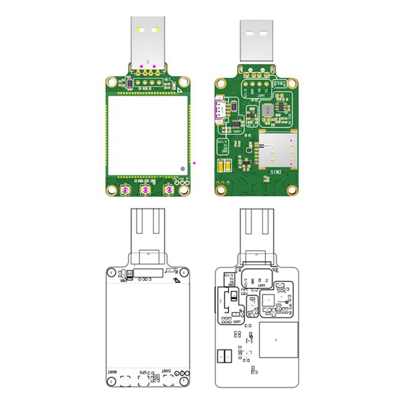 

SQPP-Simcom SIM7600G-H LTE CAT4 Основная плата USB-ключа + FPC поддерживает основной плату разработки GNSS