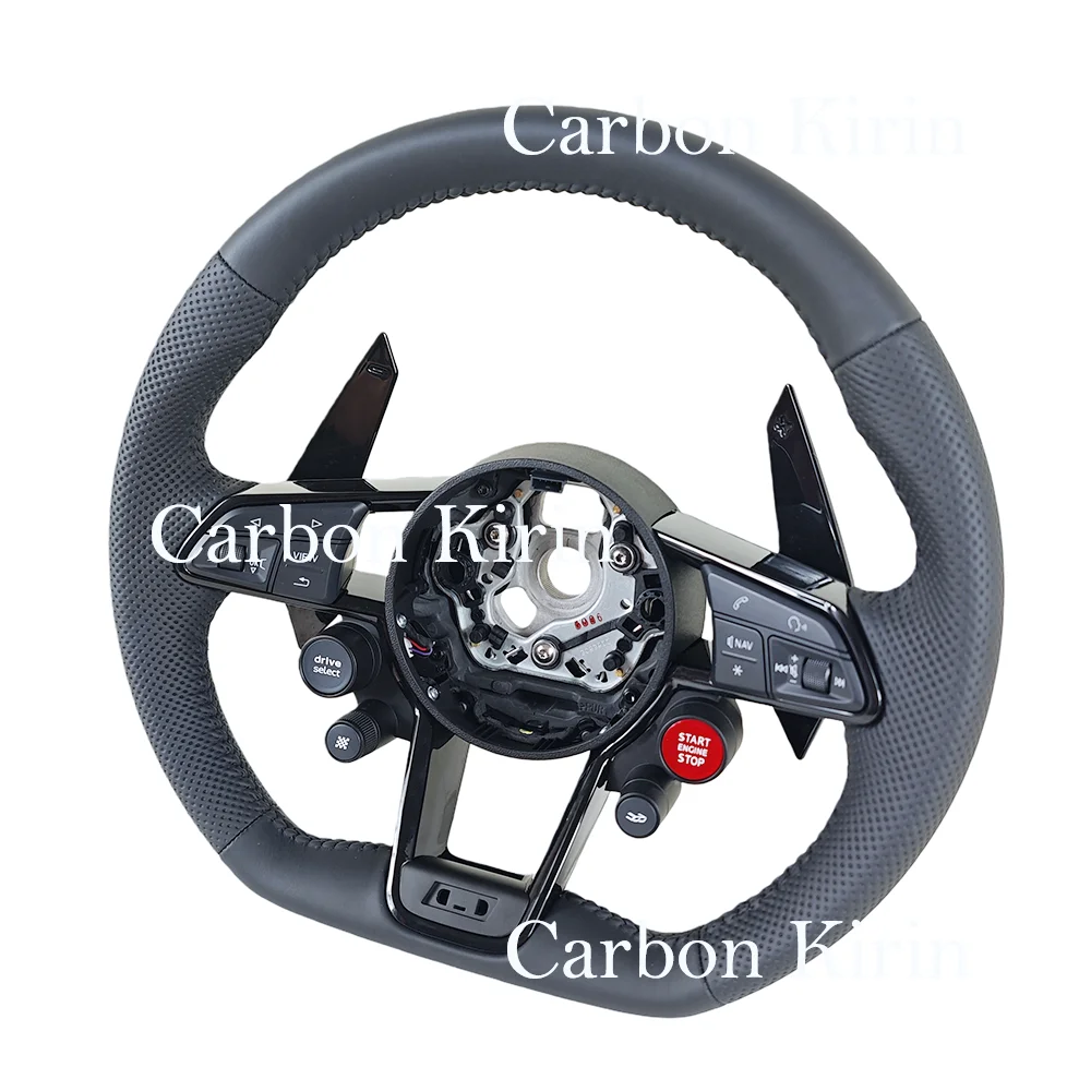 Leather Steering Wheel Upgrade Fit for Audi R8 TT TTs Steering Wheel  one click start Track mode switching