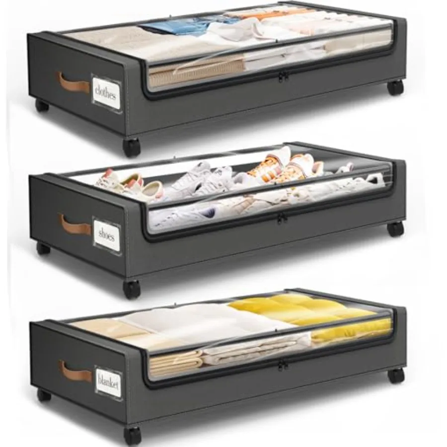 

Under Bed Storage with Wheels Storage Containers with Clear WindowandLabel Under Bed Drawers Rolling Under Bed Storage for Clot