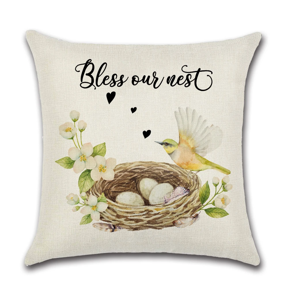 1pcs Rabbit Easter eggs  Flower basket Cushion Cover Throw Pillow Cover Nordic Room Decoration for Home Car Sofa Couch