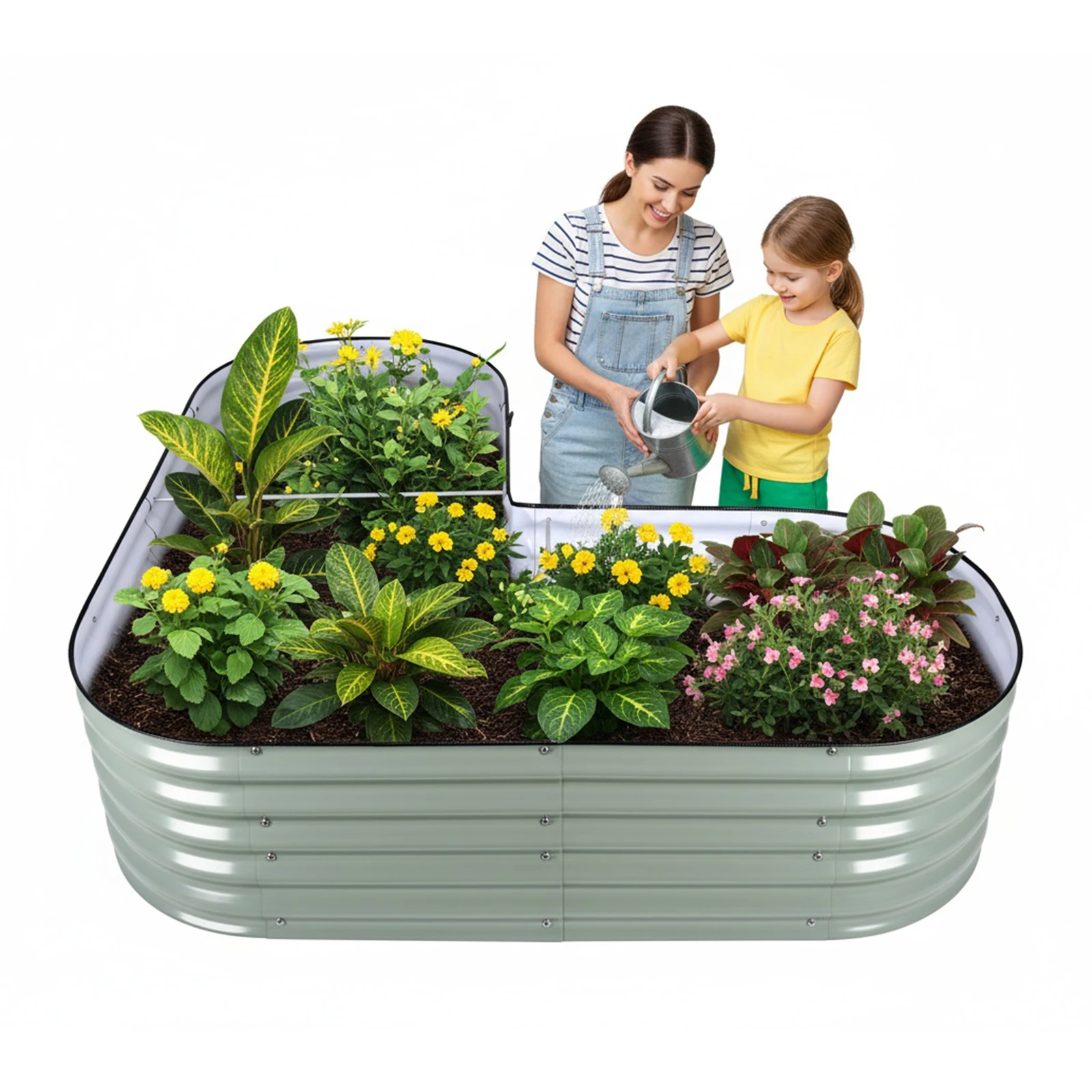 

84x66x17 Inch U-Shaped Gardening Planter Box Outdoor Planting Box for Flowers Plants and Vegetables