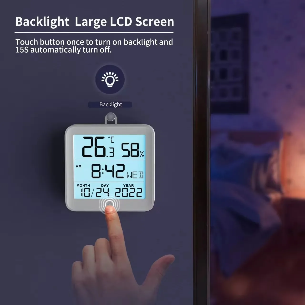 Digital Tuya WIFI Time Clock Date Thermometer Hygrometer Backlight Temperature and Humidity Sensor Display