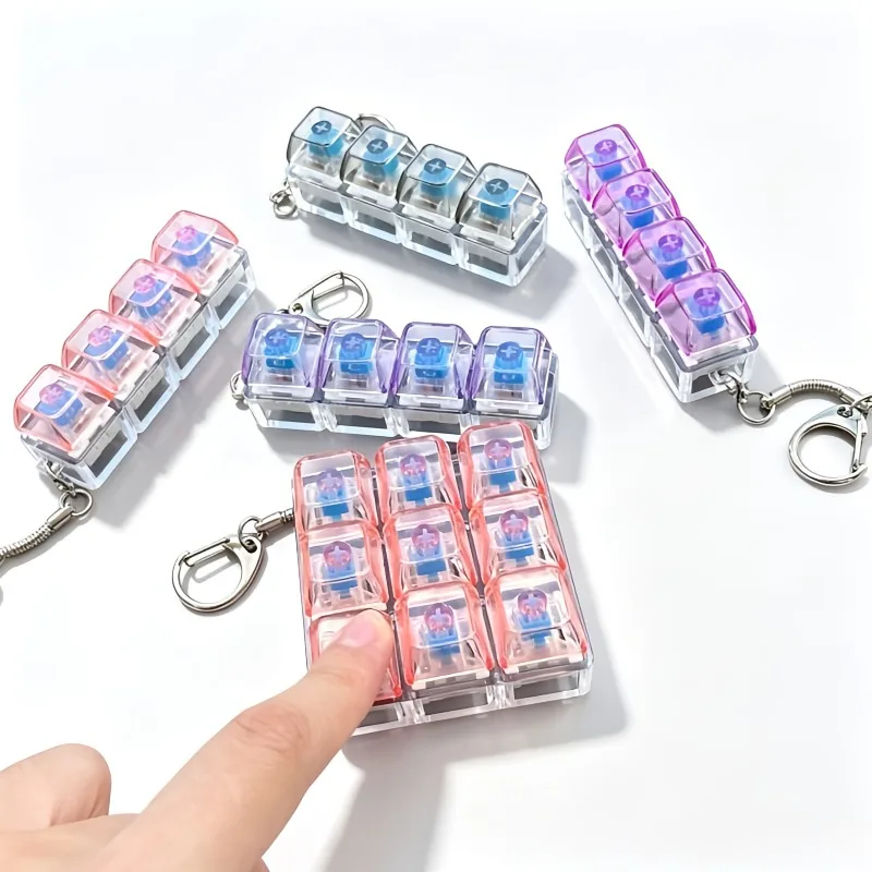 4/9 Keys Keycap Clicker Anti Stress Fidget Axis Tester Button Keycap Keychain Keyboard Keychain Toy Finger Keyboard Caps Toy
