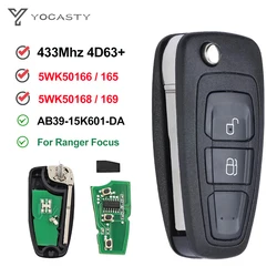 YOCASTY 5WK50166 AB39-15K601-DA 2 Button 434MHz FSK 4D63+ Flip Car key For Ford Ranger Focus Mondeo 2011 2012 2014 2015 5WK50165