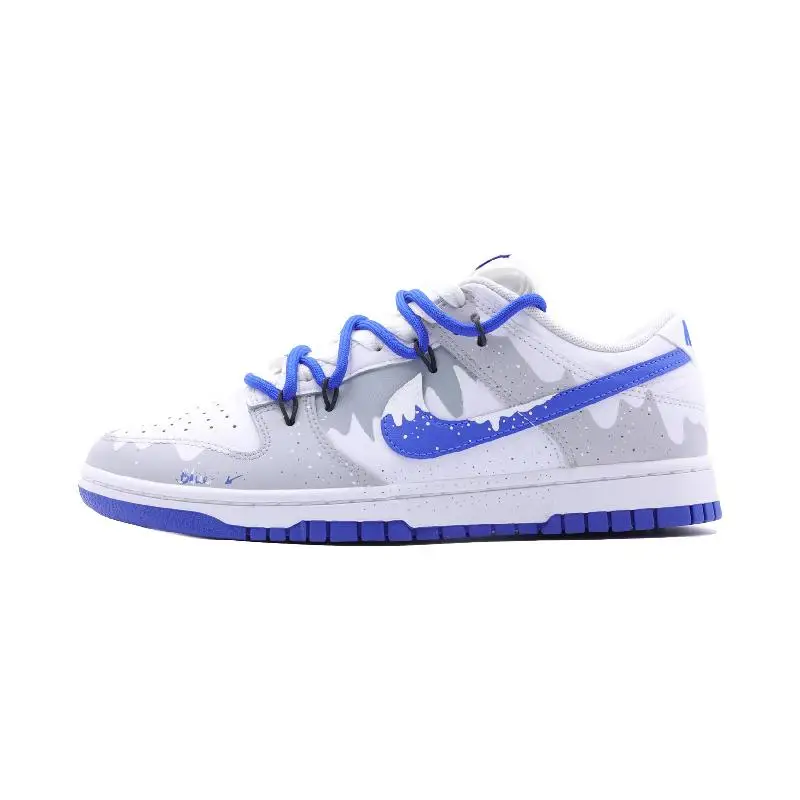 【Customize】Nike Dunk Skateboarding Shoes Men Low-top White/Gray/Blue Sneakers shoes DV0831-104