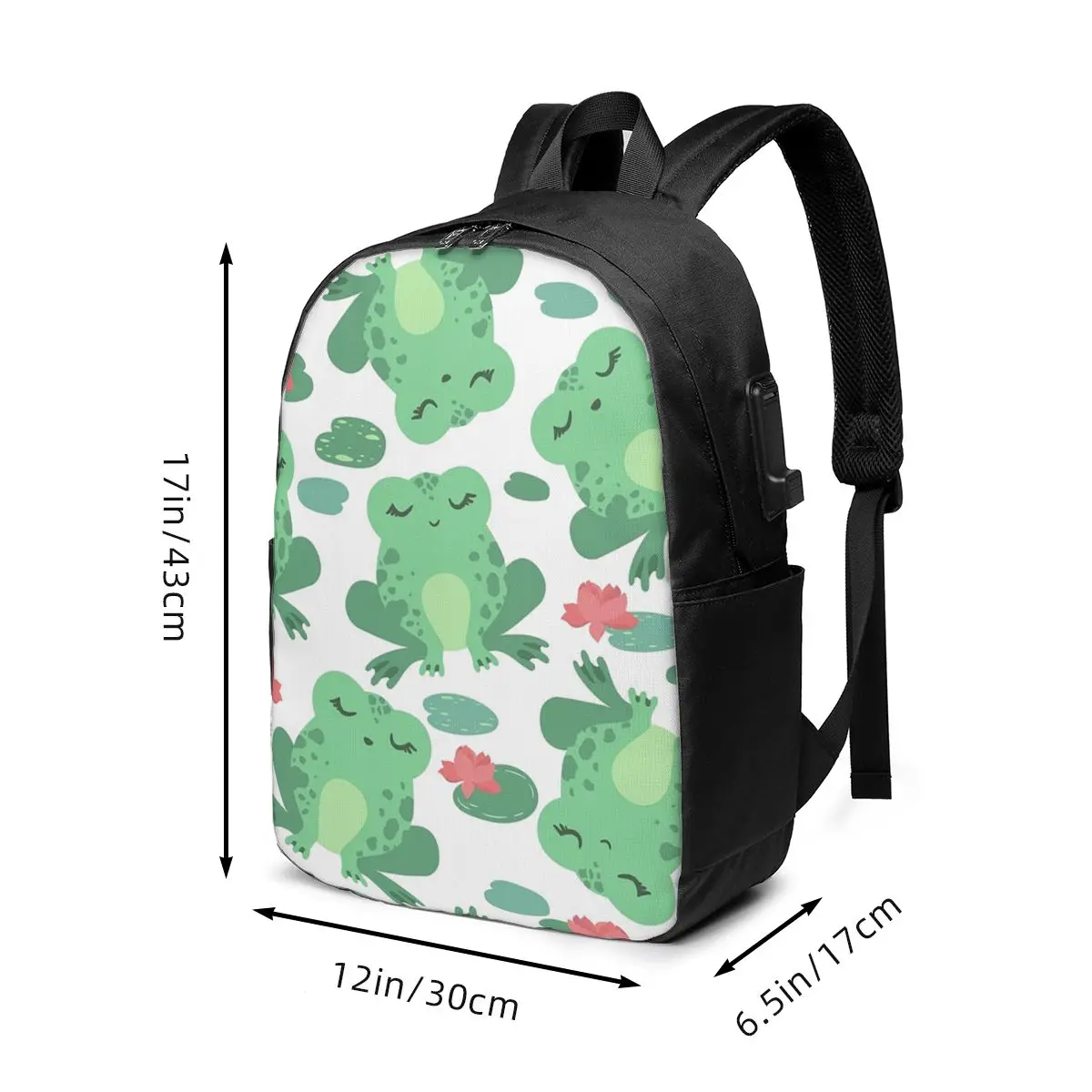 Cute Cartoon Animal Frog Leaf Pattern Backpack Travel Notebook Bag Computer College Student School Bag Laptop Shoulder Bags