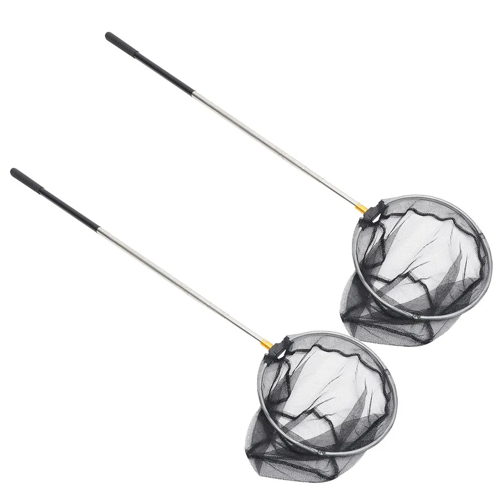 2pcs Telescopic Fishing Net 59-108In Round Retractable Fish Landing Net For Saltwater Freshwater Kayak Boat Carp Fishing