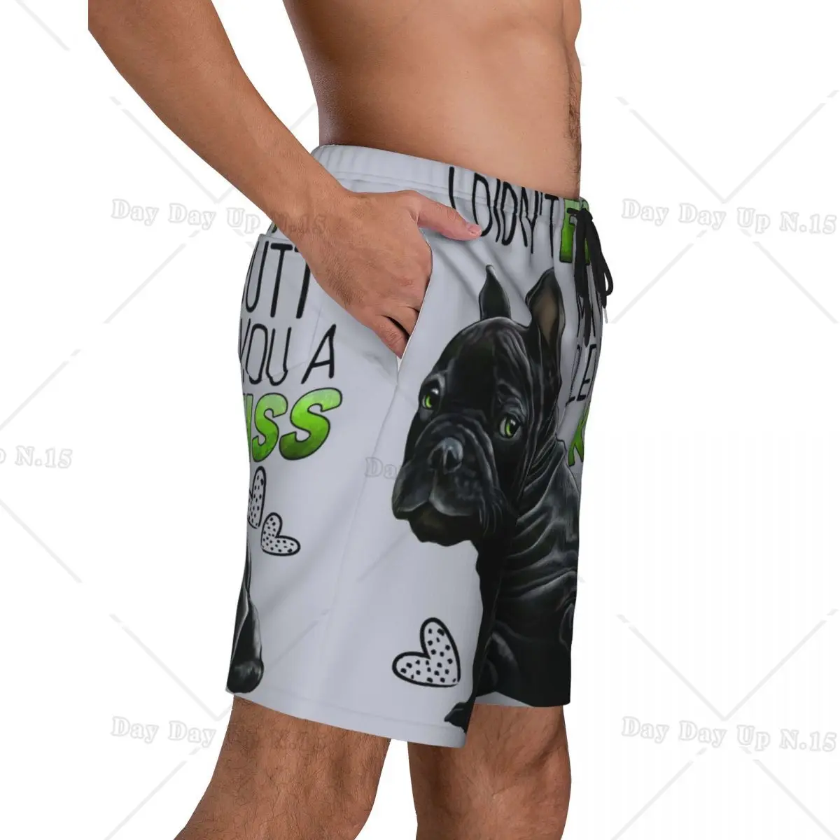 Cute French Bulldog Board Shorts Mens Casual Beach Shorts Briefs Funny Frenchie Pet Quick Dry Swimming Trunks