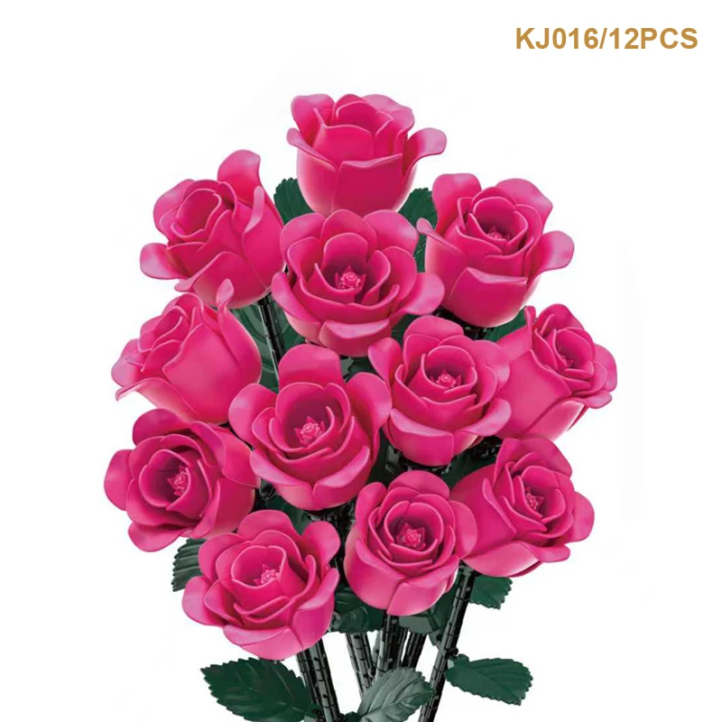 

Набор игрушек JAKI Pink Rose Building Blocks, игрушка для сборки модели, креативный домашний декор, подарок на День святого Валентина для девочек