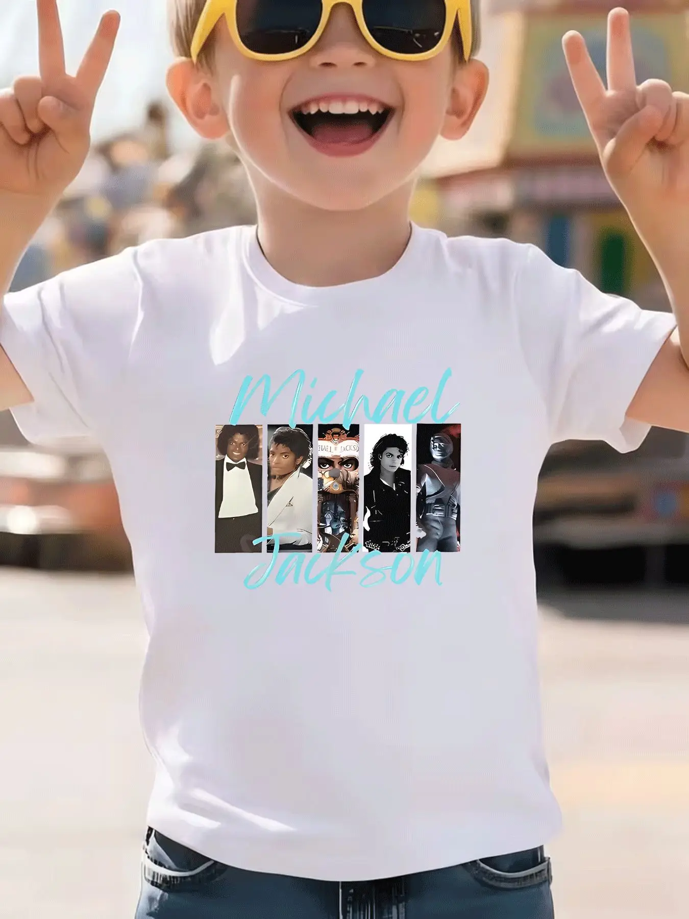 1pc Michael Jackson Multi Era Collage Cotton T shirt Unisex Men Women Kids Streetwear Casual Short Sleeve Tops Fashion