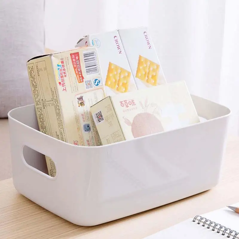 Bathroom Storage Bins Plastics Baskets For Shelves Suitable Home Pantry Plastics Storage Box With Handles For Organizing Closets