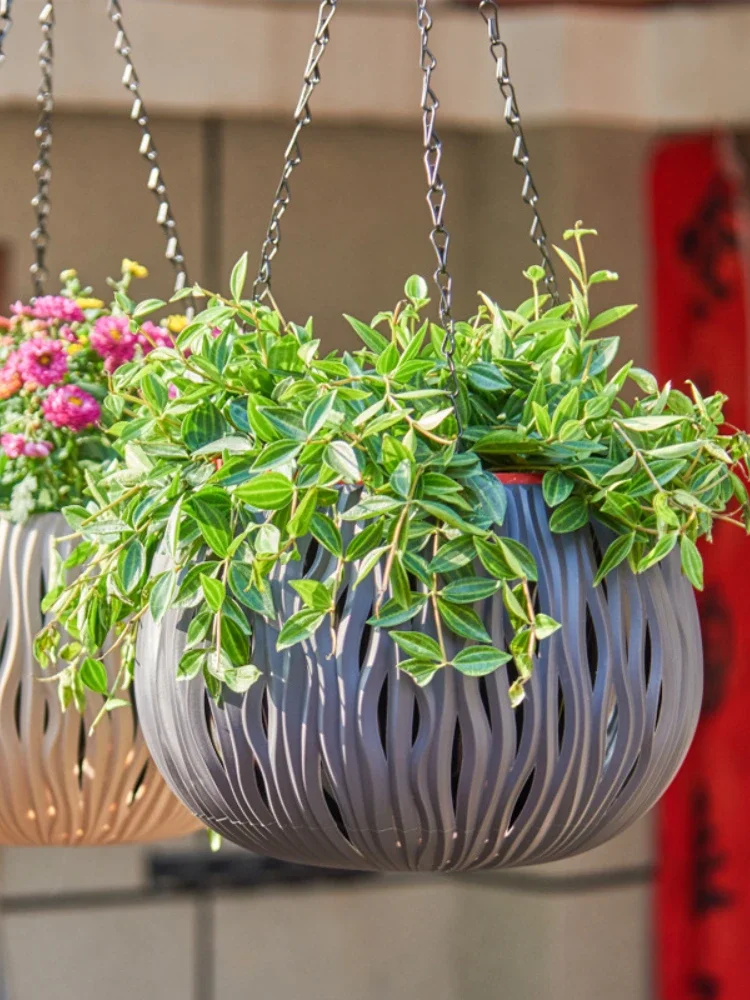 

Personality modeling imitation rattan hanging basket flower pot hanging plastic flower pot vase home room decoration simple