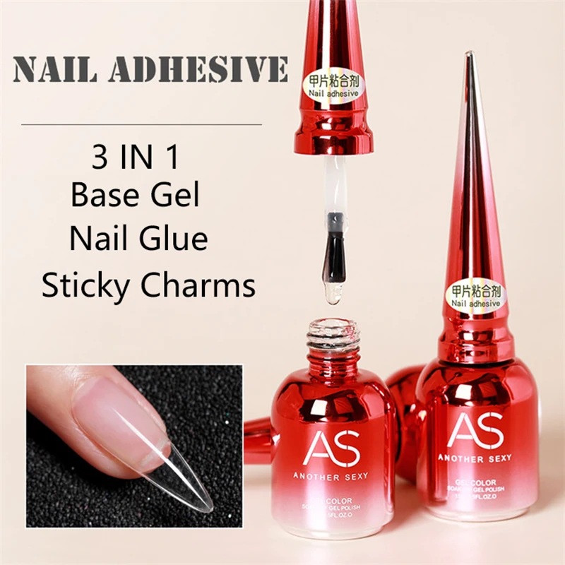 AS 15ML Nail Tips Glue Gel For Falses Nail Tips Fast Extension 3 IN 1 Function Nails Art Transparent Gel Polish Soak Off UV Gel