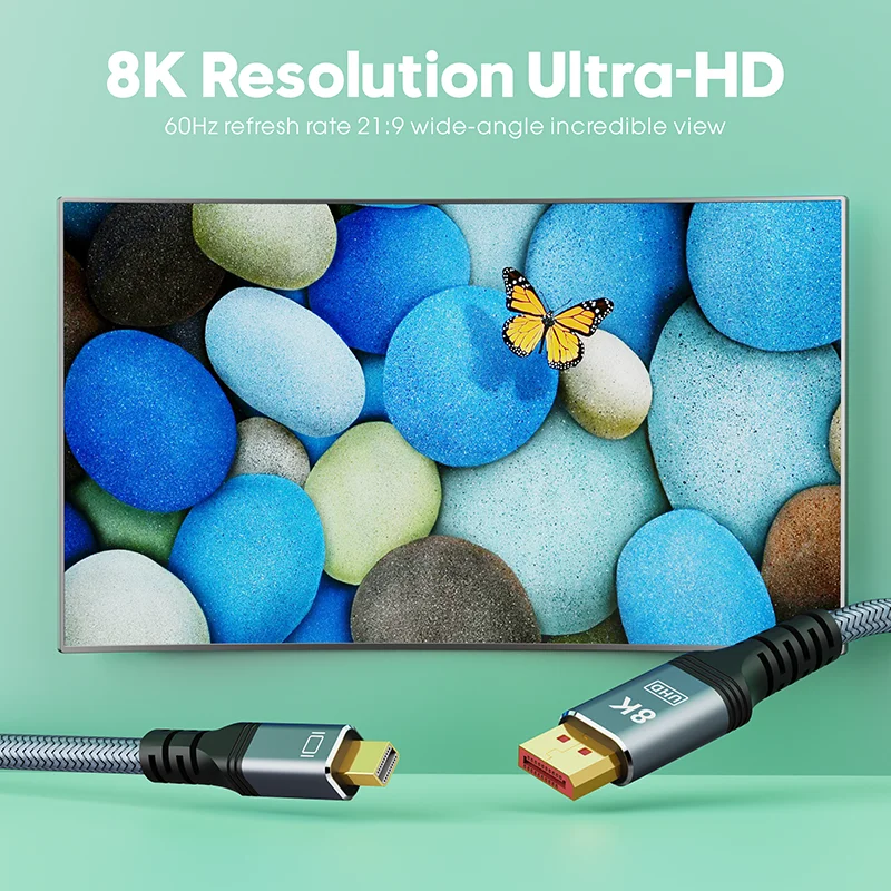 Displayport 1.4 Kabel 8K 60Hz Mini DP zu DP Kabel 4K Ultra HD Video Audio Kabel für Laptop TV Xbox Projektor Monitor – Detail 12