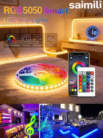 RGB LED Light Strip Lights USB 5V TV Backlight Atmosphere Lights APP Remote Control Flexible Lamp Tape Christmas Party Light