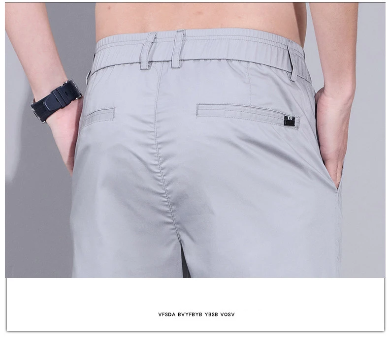 Herren Sommer Eisseide Freizeithose Ultra-Dünn Schnelltrocknend Elastisch Schmal Geschnitten Einfarbig Business Markenkleidung Hose – Detail 17
