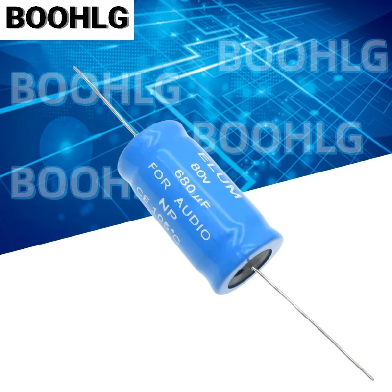 2PCS Audio Frequency Crossover Horizontal Axial NP Non-Polar Aluminum Electrolytic Capacitor 80V 680uF 22X44mm